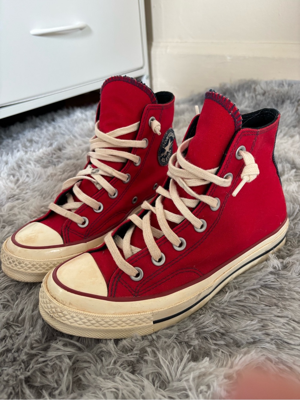 Converse by You Customized Chloe name on the back  red sneakers